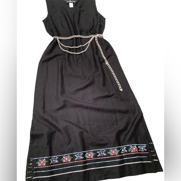 Y2K Vintage 90s “Mexican Riviera” Linen Maxi Dress - Picture 2 of 5